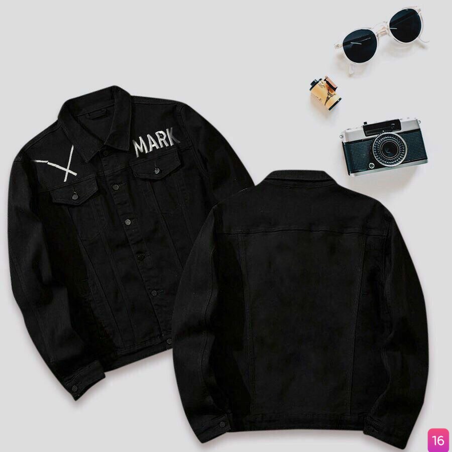 Áo Khoác Jean Cao Cấp Rin Chất Bò Màu Đen Xám Thêu Hình Họa Tiết M130