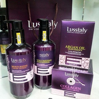 Combo trọn bộ Gội xả, tinh dầu và hấp phục hồi Lusstaly