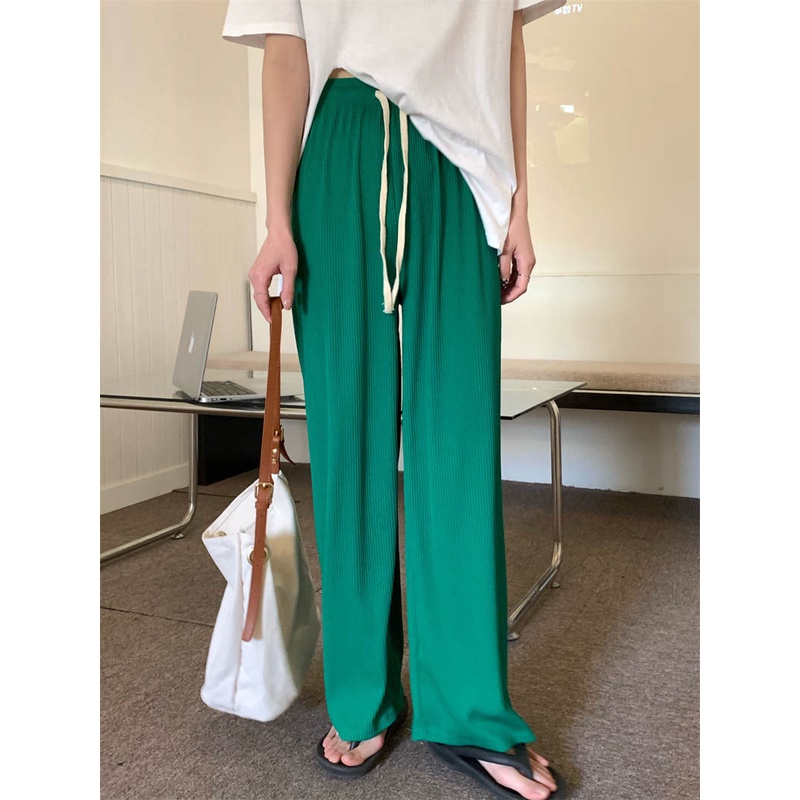 Quần ống rộng Lưng Cao Co Giãn Thời Trang Mùa Hè Phong Cách Hàn Quốc Cho Nữ