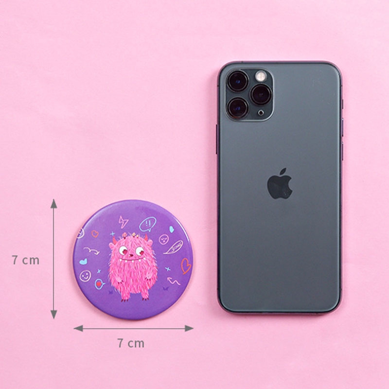 Gương trang điểm hình tròn mini họa tiết hiat dễ thương