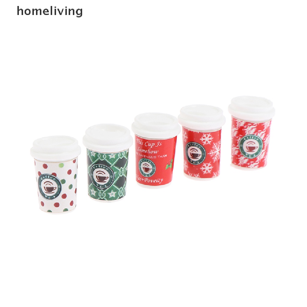 Bộ 5 Ly Cà Phê Bằng Nhựa Resin Màu Sắc Dùng Trang Trí Nhà Búp Bê