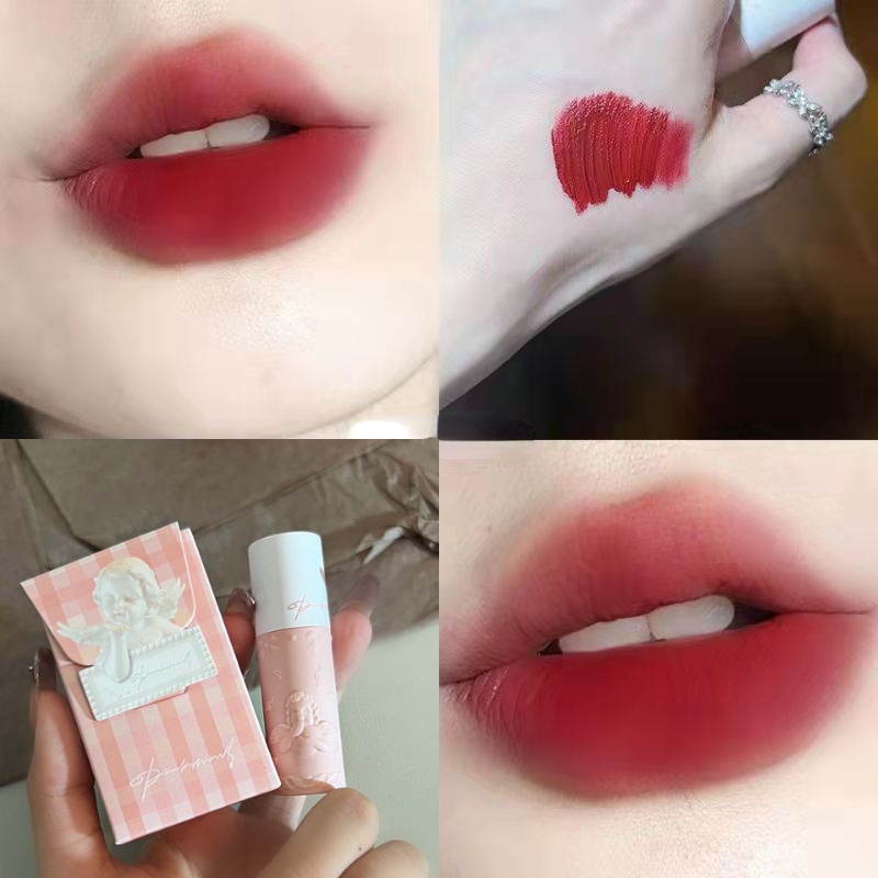 PinkyFocus Son Bóng Chống 6 Màu Dưỡng ẩm Thấm Nước Chất Lỏng Trang điểm Cherry Glass Lip Glaze