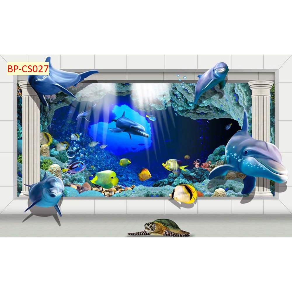 Tranh dán tường 3D khung cửa sổ thiên nhiên trong lành Vải Lụa 3D Cao Cấp