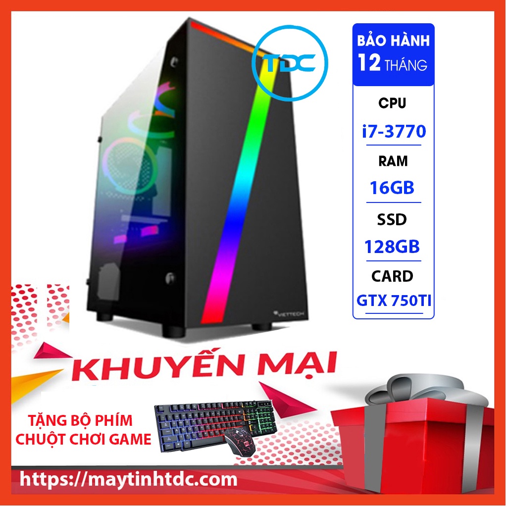 MAX PC GAMING X7 CPU Core i7-3770 Ram 16GB SSD 128GB GTX 750TI Chơi PUBG,LOL,CF,Fifa4,Đế chế Tặng Bộ Phím Chuột Game