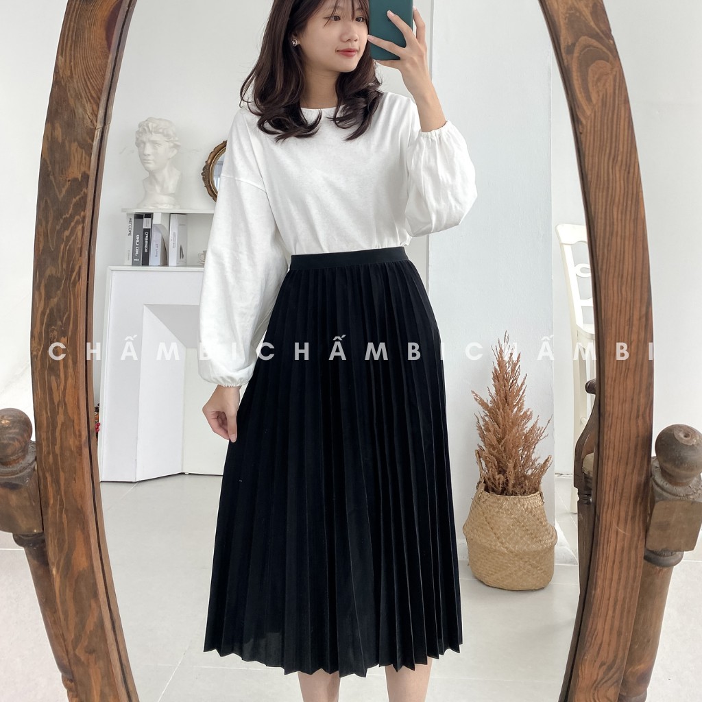 Chân Váy Midi Trơn Xếp Ly Dáng Dài Nhiều Màu Cực Xinh Freesize<58kg - CV.008 | BigBuy360 - bigbuy360.vn