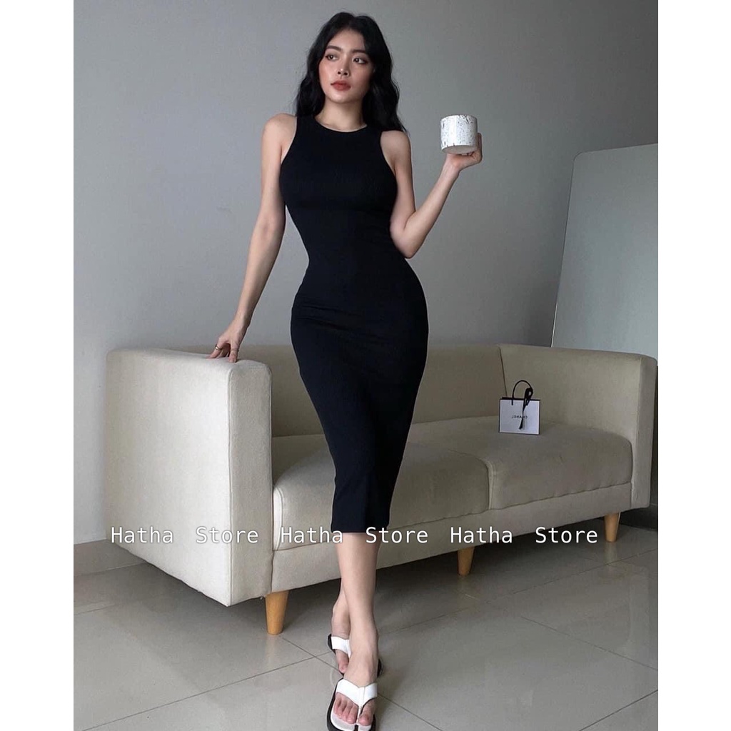 HOTTREND - ĐẦM BODY ĐEN NỮ THUN TĂM GÂN TÔN DÁNG CHE ĐẦU GỐI KÈM ẢNH THẬT | BigBuy360 - bigbuy360.vn