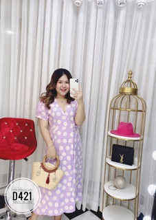Bigsize Đầm maxi cúc tím D421