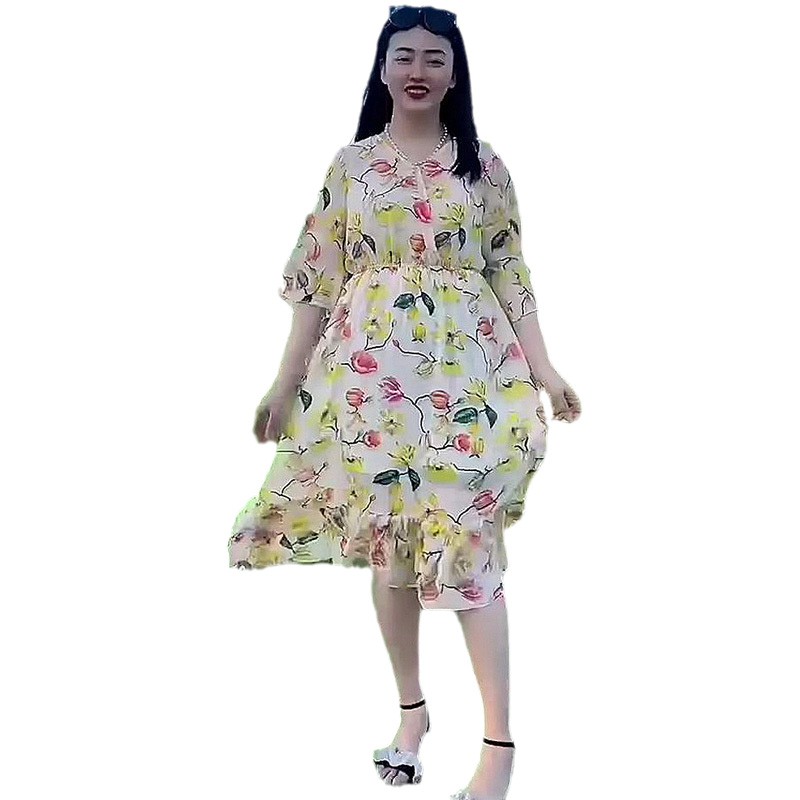 ❈Phiên bản Hàn Quốc của chiếc váy dài vừa màu sắc tương phản kiểu phương Tây với eo quần áo nữ cỡ lớn rộng rãi và mỏng m