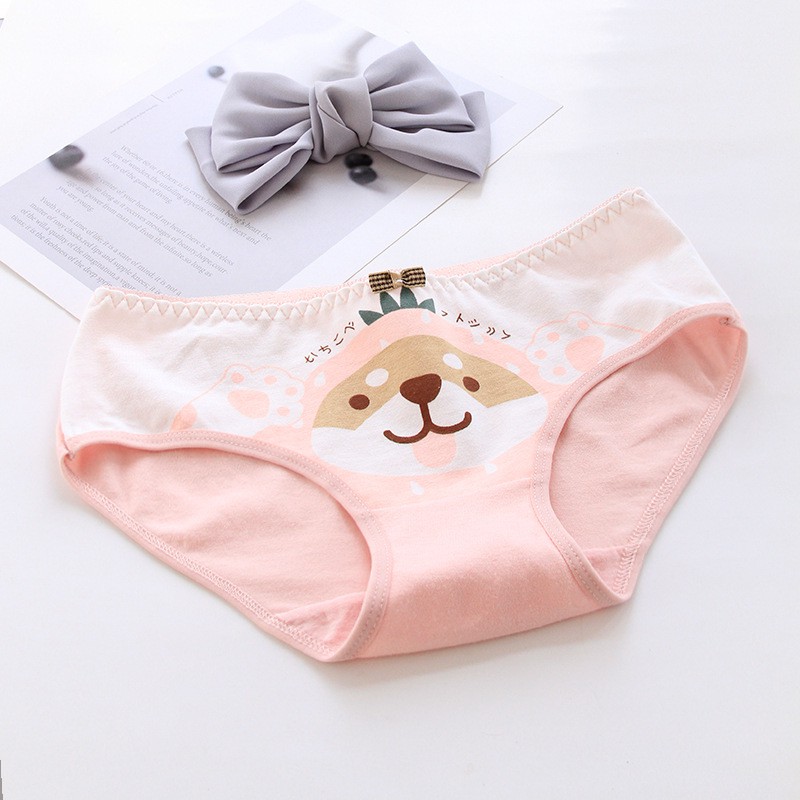 Set bộ 5 quần lót nữ cotton họa tiết hoạt hình cún Corgi | BigBuy360 - bigbuy360.vn