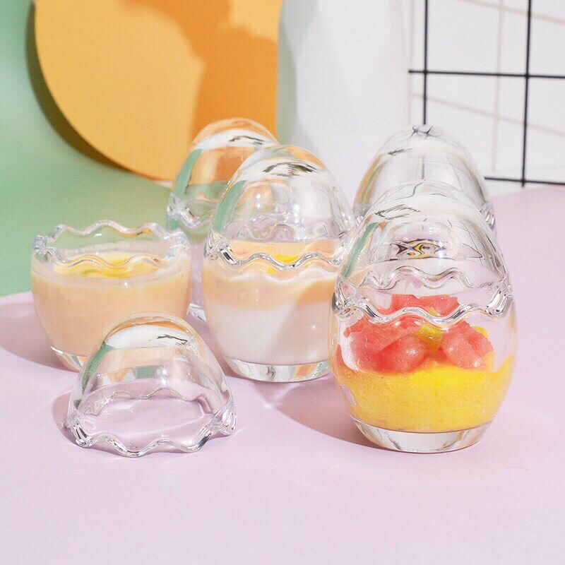 Trứng thủy tinh đựng bánh plan 60ML, đựng sữa chua 60ML