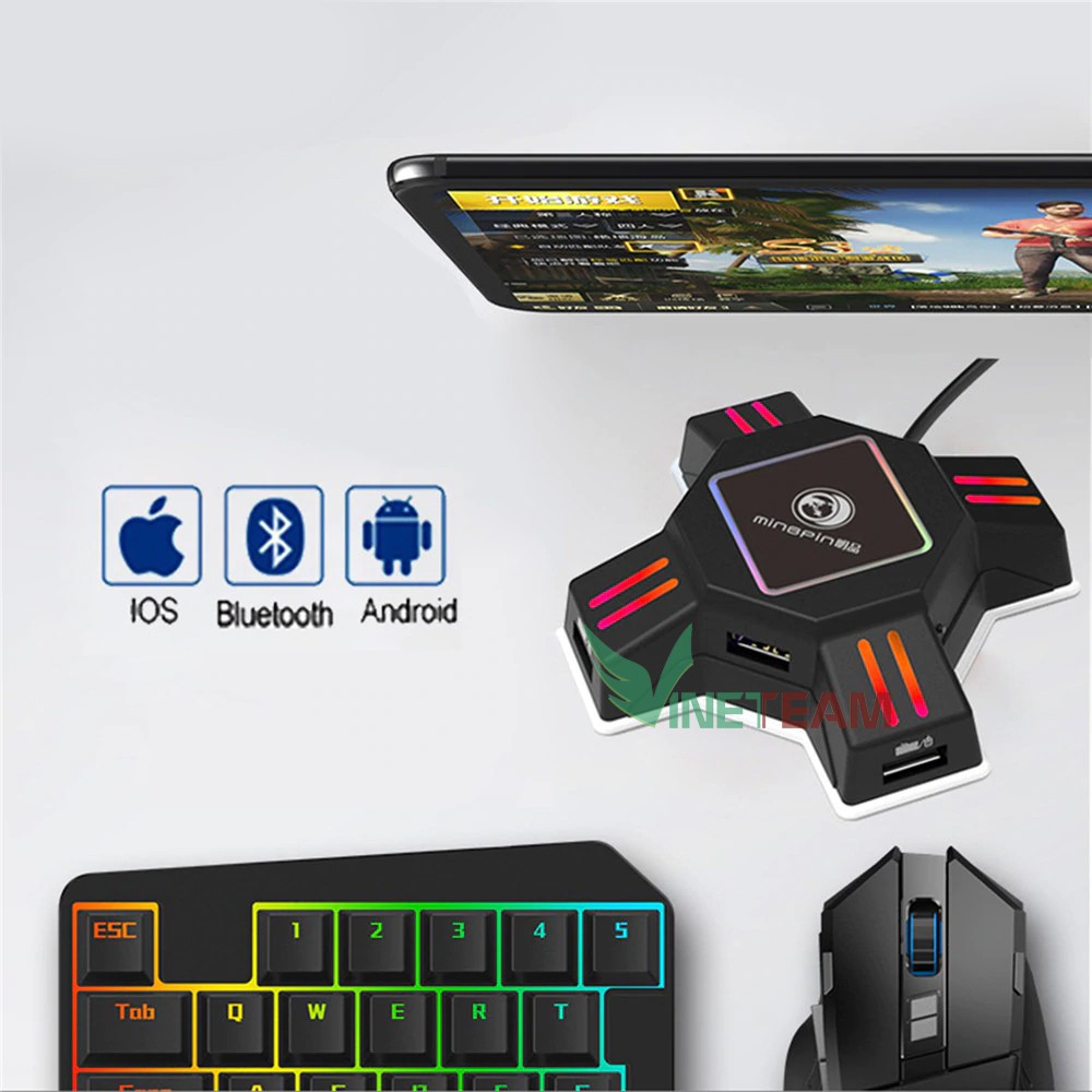 Bộ chuyển đổi bàn phím và chuột chơi game PUBG trên Điện thoại ,máy tính bảng...Xgamingstore - K-MIX -DC4082