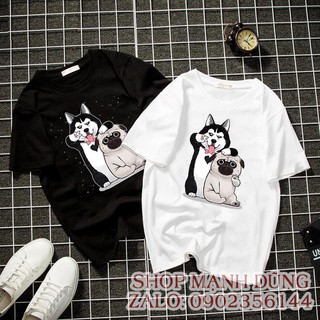 Áo Thun Nam Nữ Husky And Pug Chibi [ Husky and Pug Chibi T-shirt] --- (Nhận In Theo Yêu Cầu Inbox) --- SHAPC