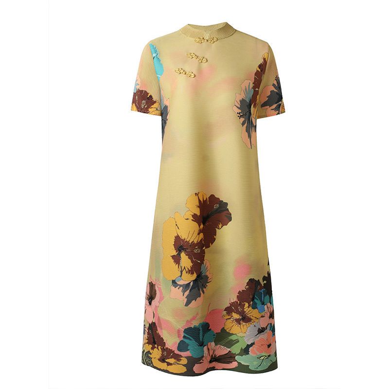 Đầm Sườn Xám Cách Tân Dáng Chữ a In Họa Tiết Phong Cách Trung Hoa Cổ Điển Thời Trang Mùa Hè 2022 Mới