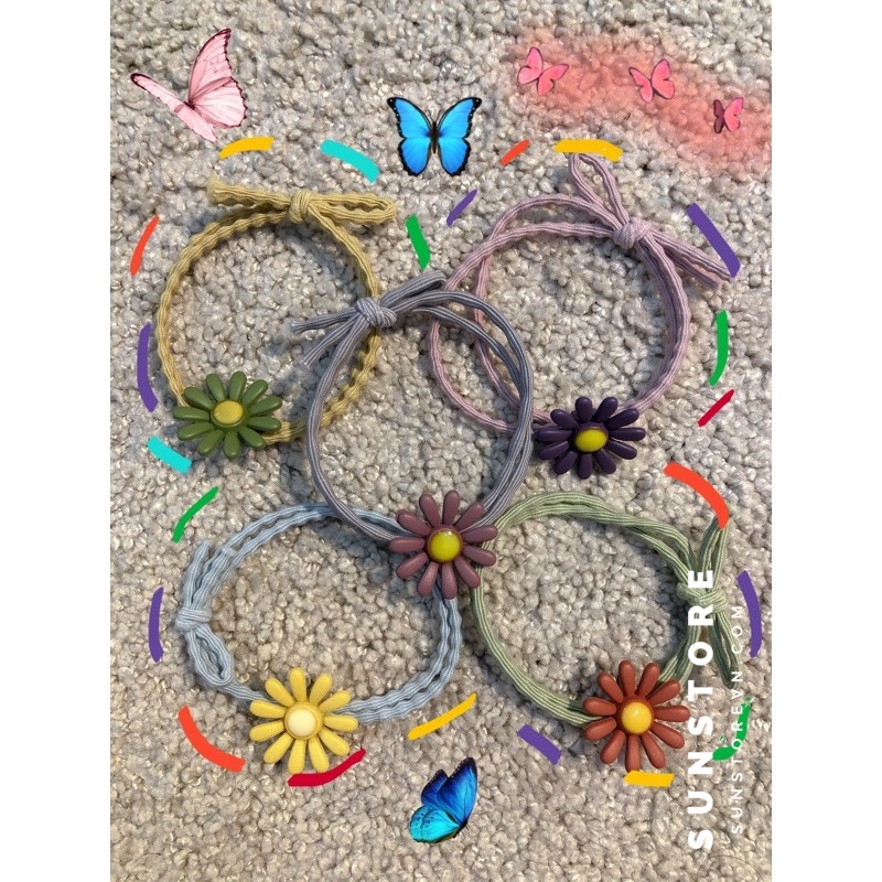 Dây buộc tóc hoa cúc giao màu ngẫu nhiên