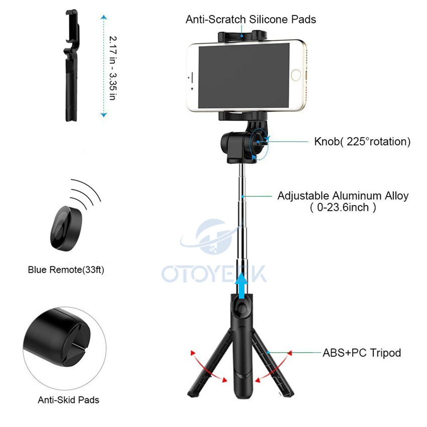 Gậy chụp ảnh tự sướng kèm chân đỡ và điều khiển từ xa tiện lợi cho điện thoại | BigBuy360 - bigbuy360.vn