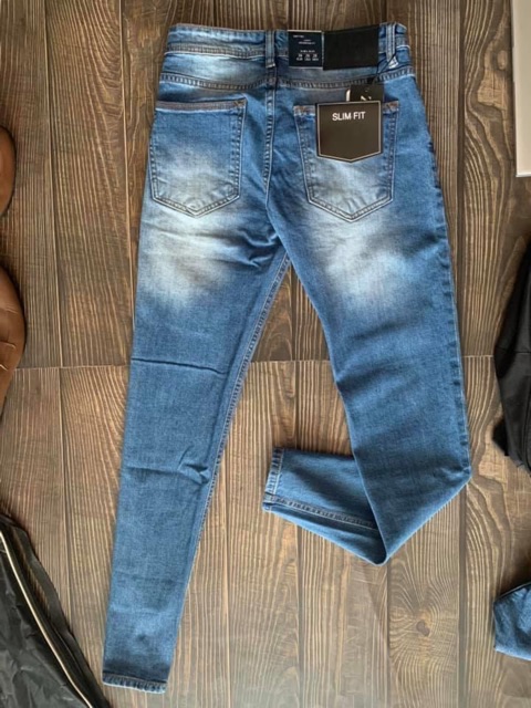 Quần Jean Nam VNXK xanh rêu rách - Jean co giãn