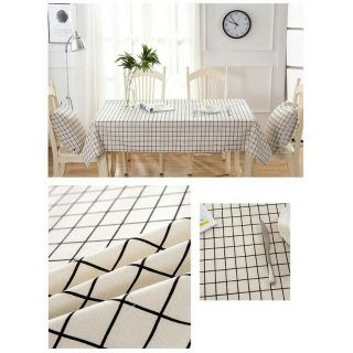 Vải bố ô vuông trắng viền đen