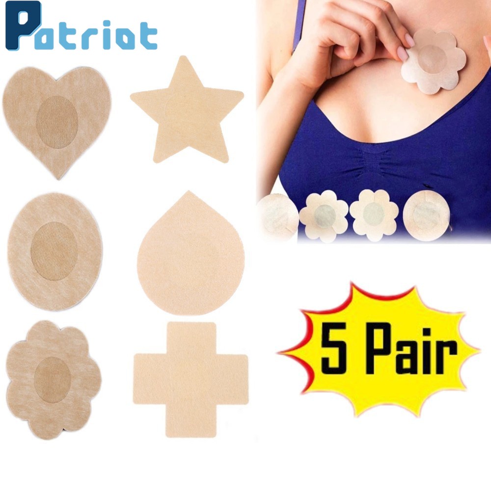 (Hàng Mới Về) Set 5 Cặp Miếng Dán Ngực Bằng Vải Không Dệt Không Lộ Viền Chống Lộ