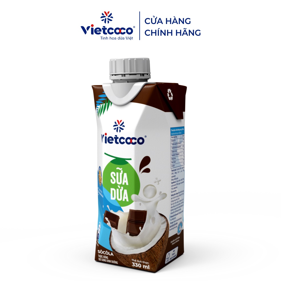 1 thùng ( 12 hộp) Sữa Dừa mix vị  sô-cô-la 330ml/hộp VIETCOCO