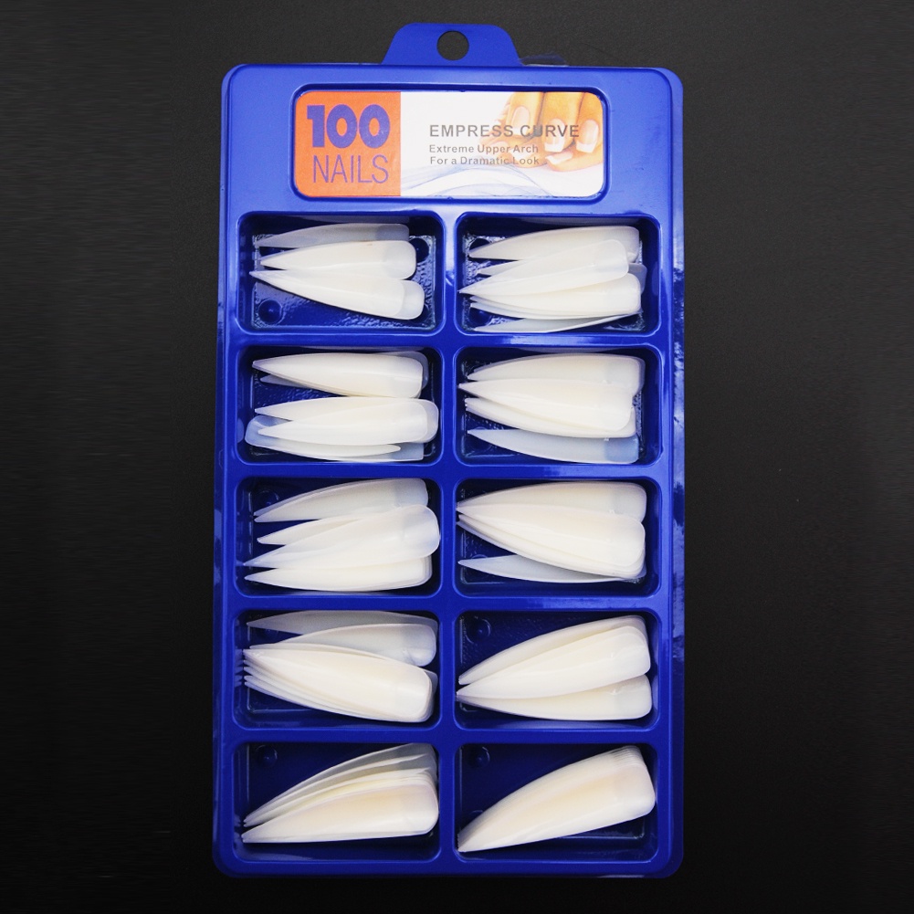 [Hàng mới về] Hộp 100 móng tay giả màu trong suốt tiện dụng