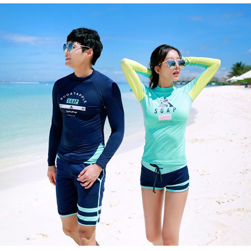 [Có sẵn] Đồ Bơi Tay Dài Nữ - Nữ Xanh Phối Dạ (Bikini/ Áo Tắm/ Mokini/ Tankini/ Đồ Bơi Đi Biển) | BigBuy360 - bigbuy360.vn