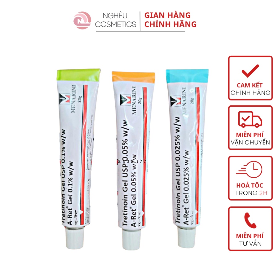 Tretinoin Ấn Aret USP Menarini Giảm Mụn Nám Tái Tạo Da Tre 0.025 0.05 0.1