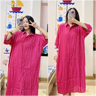 Đầm sơmi suông caro