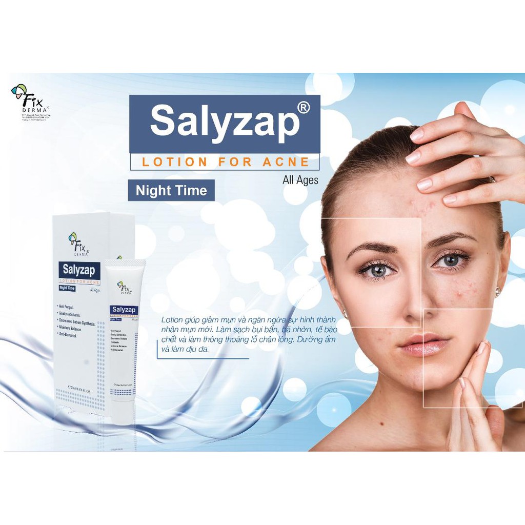 Lotion Giảm mụn SALYZAP Fixderma : giảm mụn, ngăn hình thành mụn mới, giảm bã nhờn, kháng khuẩn