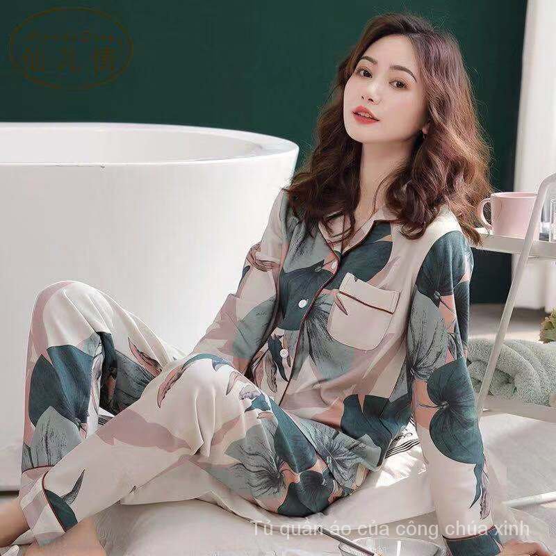Bộ đồ ngủ tay dài 100% cotton form rộng thời trang thu đông cho nữ | BigBuy360 - bigbuy360.vn