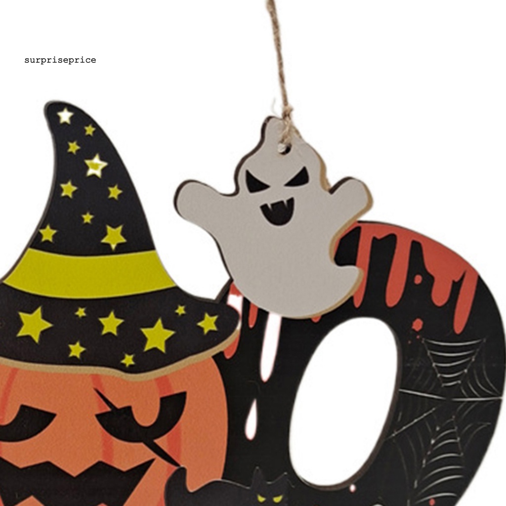 Bảng Gỗ Treo Tường Trang Trí Halloween Hình Bí Ngô