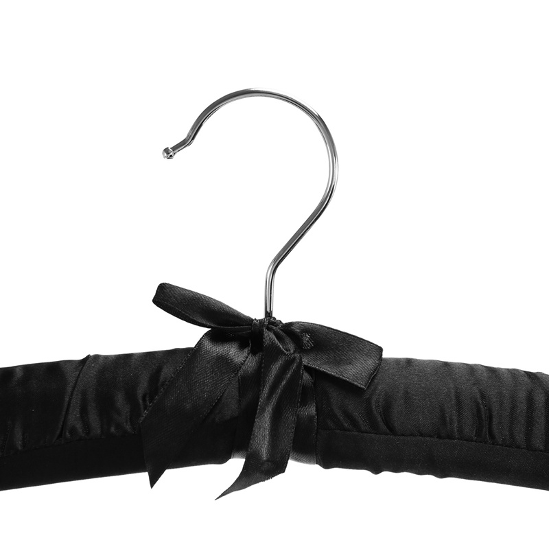 Móc treo có đệm Satin lớn 17 Inch . Móc treo đồ lót cho quần áo váy cưới . Áo khoác , quần áo , áo khoác ( Gói đen,5