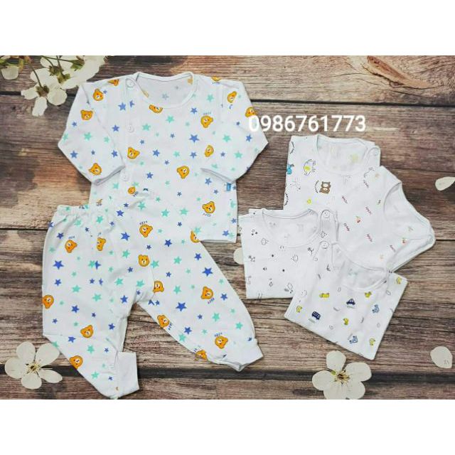 Bộ sơ sinh cao cấp chất cotton siêu đẹp quần đáp đũng