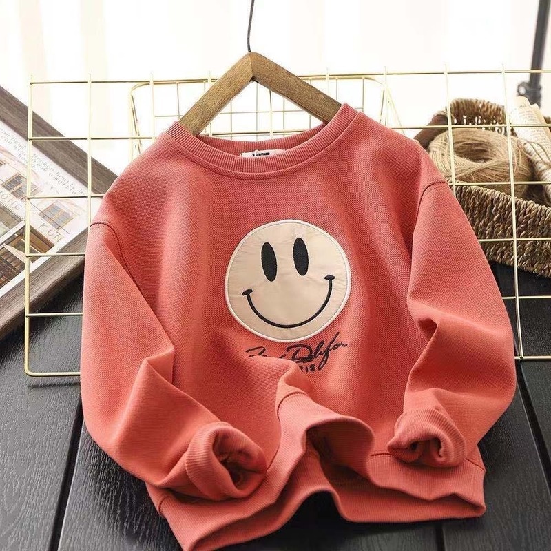 Áo Sweater chui đầu in hình mặt cười thời trang cho bé trai