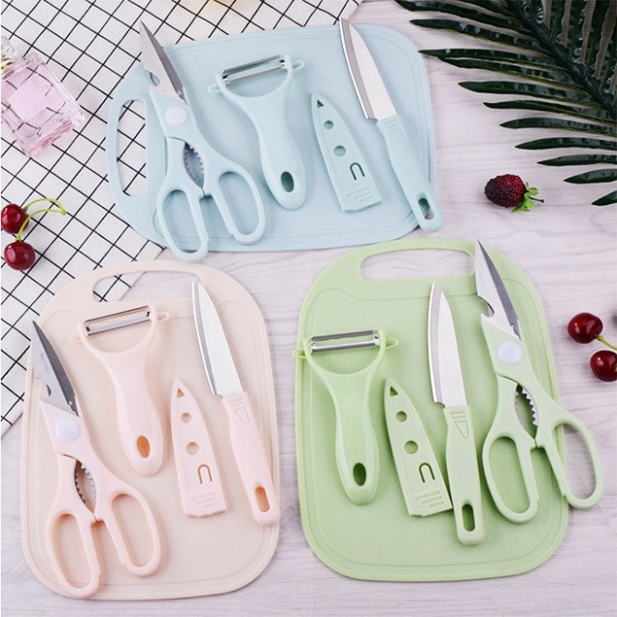 Bộ dao thớt 4 chi tiết chế biến đồ ăn dặm cho bé AD40