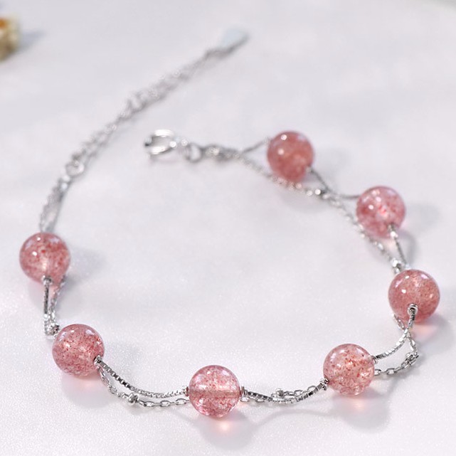 Lắc tay bạc 7 hạt hồng | BigBuy360 - bigbuy360.vn