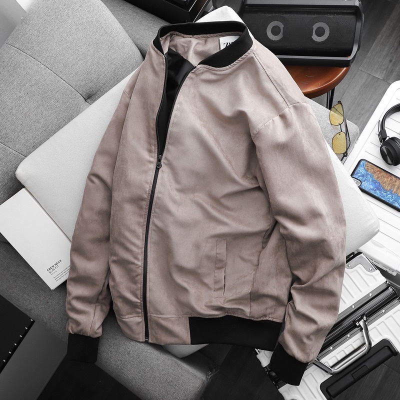 Áo khoác nhẹ Bomber da lộn ZR 2 lớp