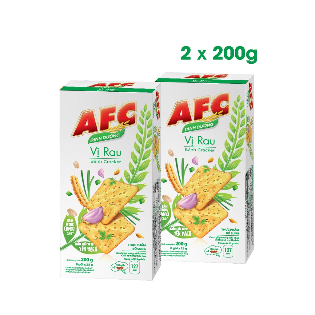 [Giảm 5K cho đơn từ 50K] Combo 2 hộp bánh quy dinh dưỡng AFC vị rau, 2x200g