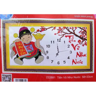 Tranh thêu chữ thập Tiền vô như nước (chưa thêu) 222881