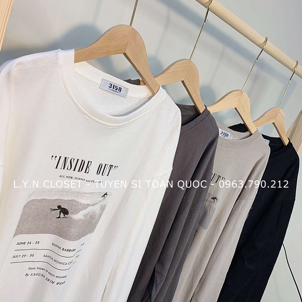 Áo thun 3158 dài tay INSIDE OUT dáng unisex form oversize hàng Quảng Châu Lyn Closet A115L