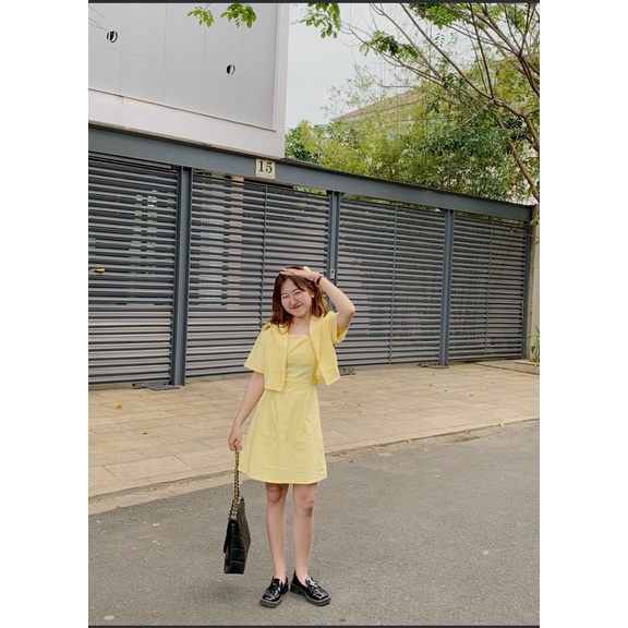 Váy dây/ Áo blazer/ Cả set