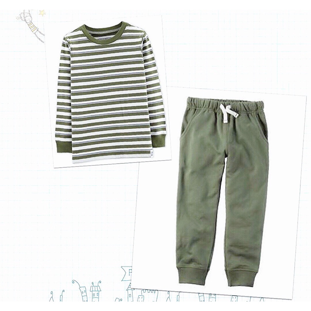 Bộ áo tay dài cổ tròn phối quần jogger bé trai