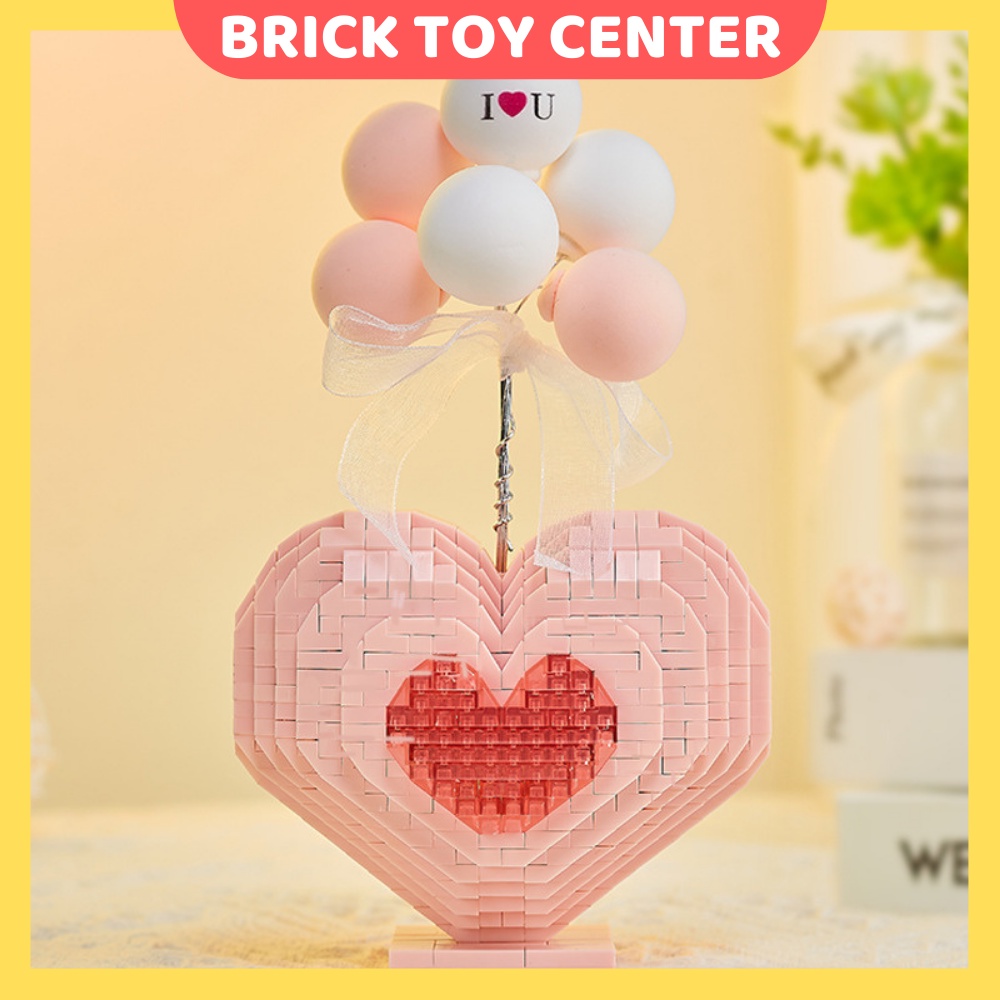 Đồ chơi lắp ghép DIY quà tặng người yêu trái tim có đèn phát sáng 999 chi tiết quà tặng Valentine