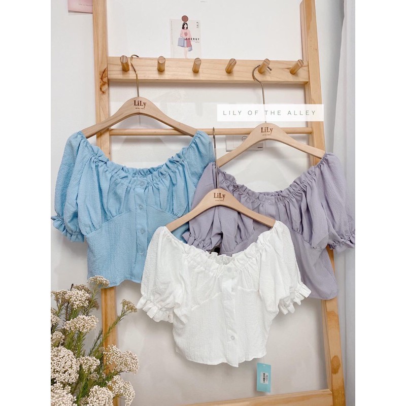 Áo trễ vai xốp viền (ib chọn màu)