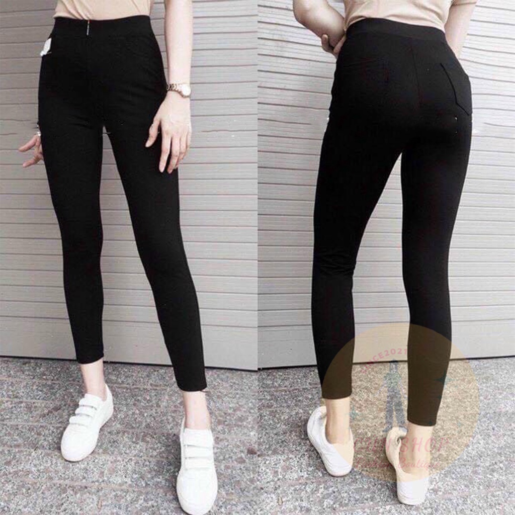 Quần legging nữ cạp cao dáng ôm co giãn phong cách Hàn Quốc - Cún Shop