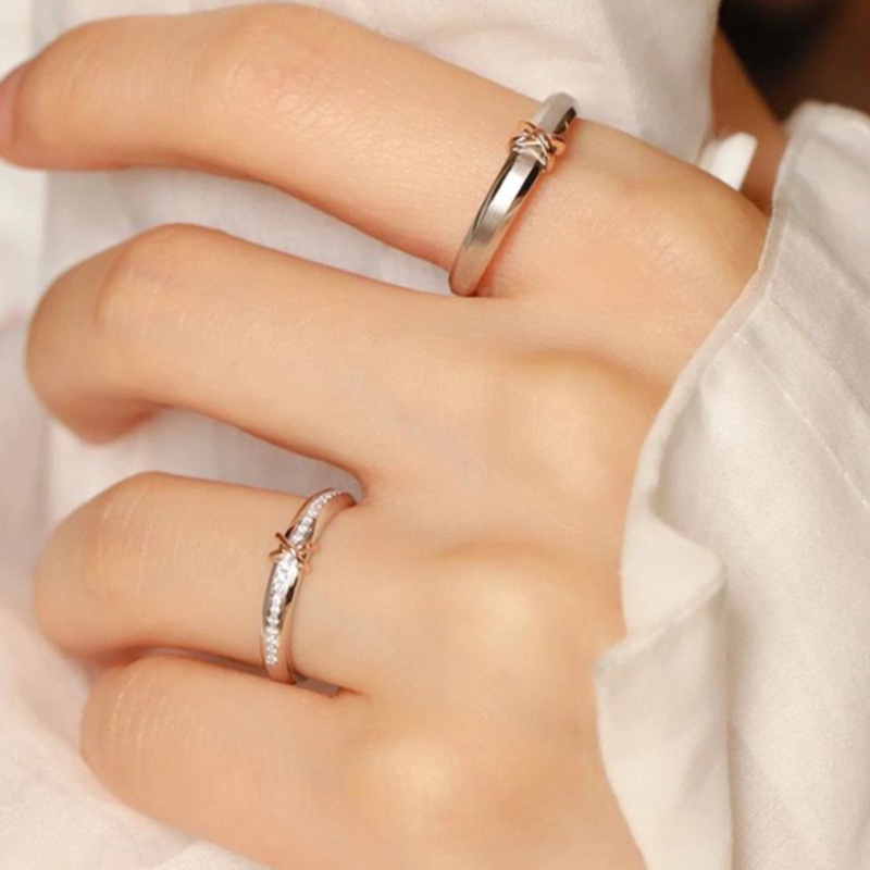 Nhẫn Đính Hôn Mạ Bạc 925 Cho Cặp Đôi