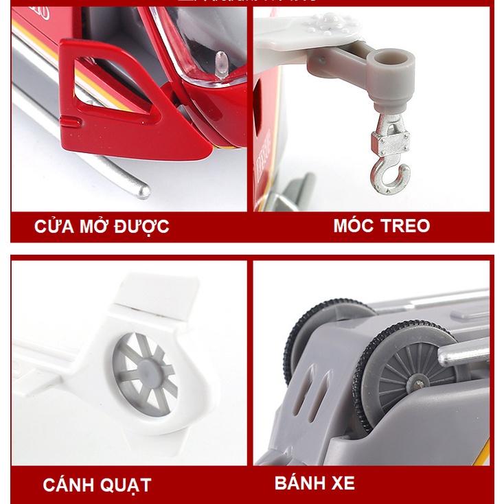 Máy bay trực thăng mô hình đồ chơi trẻ em tỉ lệ 1:32 bằng hợp kim có âm thanh và đèn