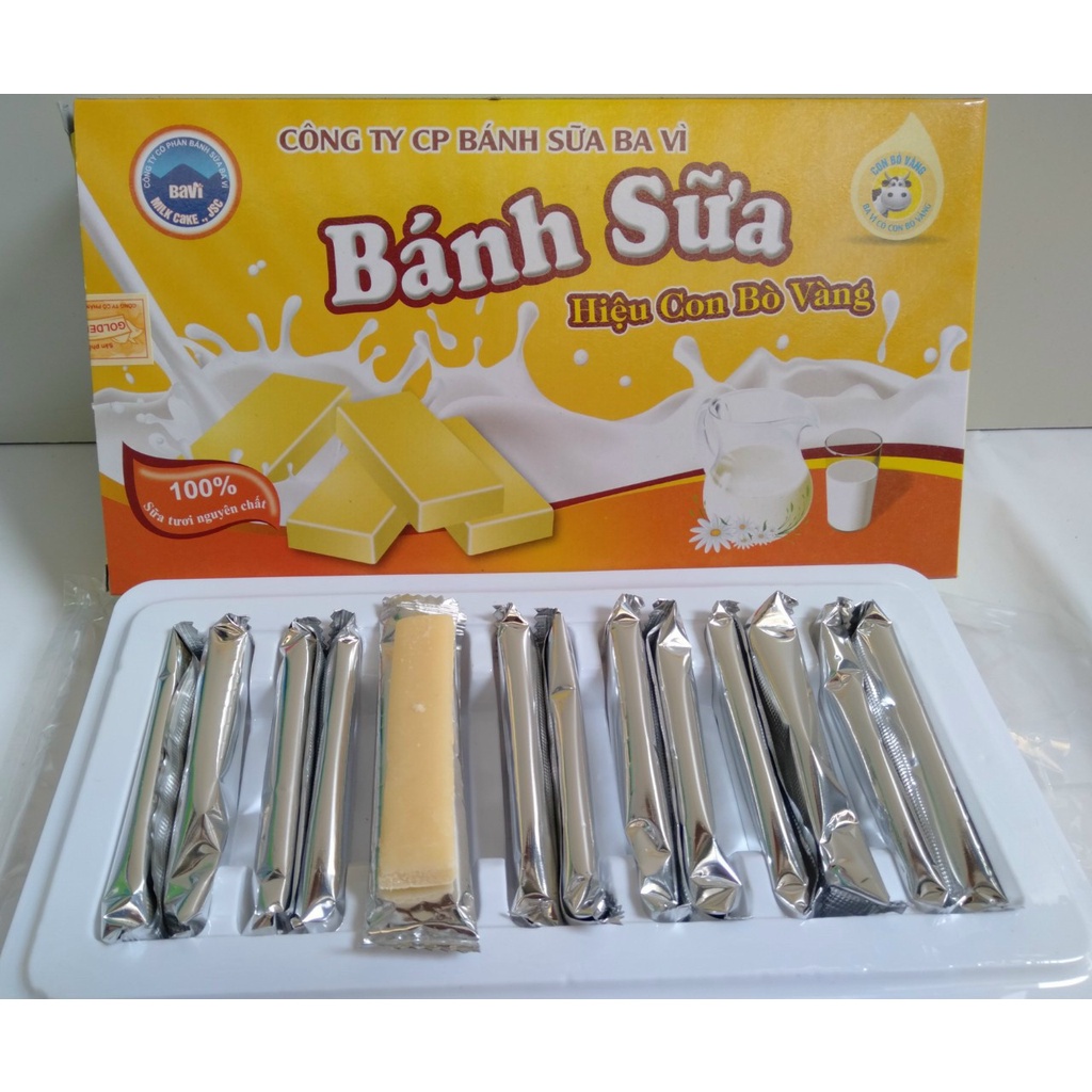 Bánh Sữa Nguyên Chất Con Bò Vàng Ba Vì 180g (Hộp 14 Chiếc)