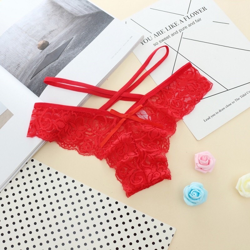 QUẦN LÓT REN LỌT KHE DÂY CHÉO HÔNG SEXY / SEXYCOSTUME