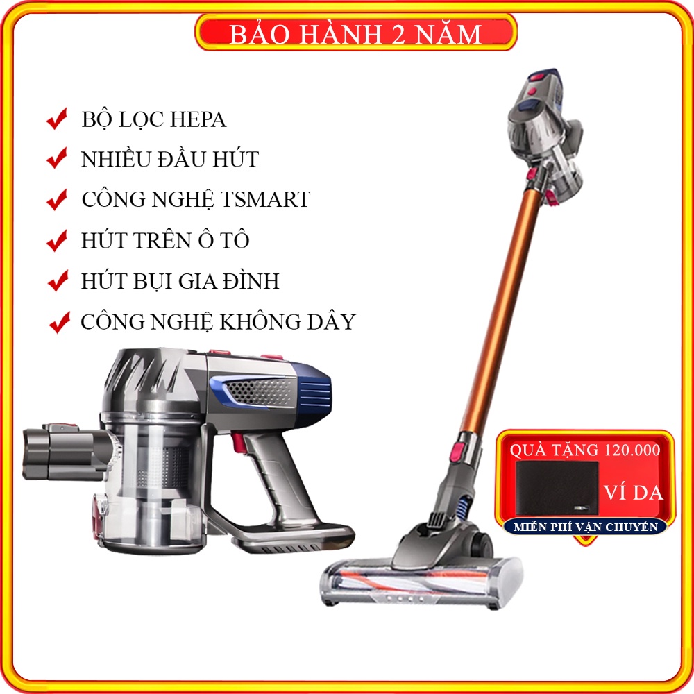 Máy hút bụi cầm tay không dây đa năng, hút bụi gia đình mini sạc pin siêu nhẹ, công nghệ nhật lực hút siêu mạnh