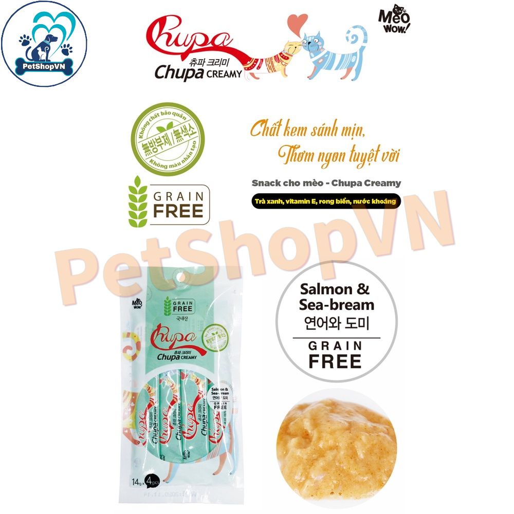 Sốt Dinh Dưỡng Thịt Thật Cho Mèo MEOWOW Chupa Creamy 56g Nhiều Vị Số 1 Hàn Quốc